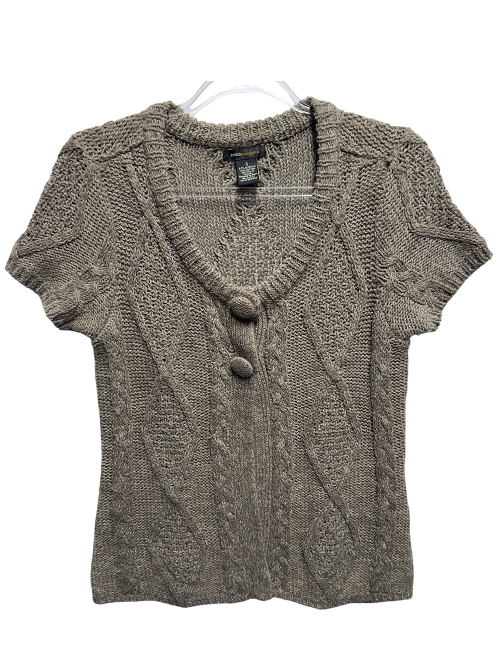 Cotton Cable Aran Knitted Cap Sleeve Sweater Cardigan Bolero Shrug Cape Jacket